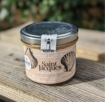 Jakobsmuscheln mit geräuchertem Bruststück, Saint Jacques à la pitrine furnése,